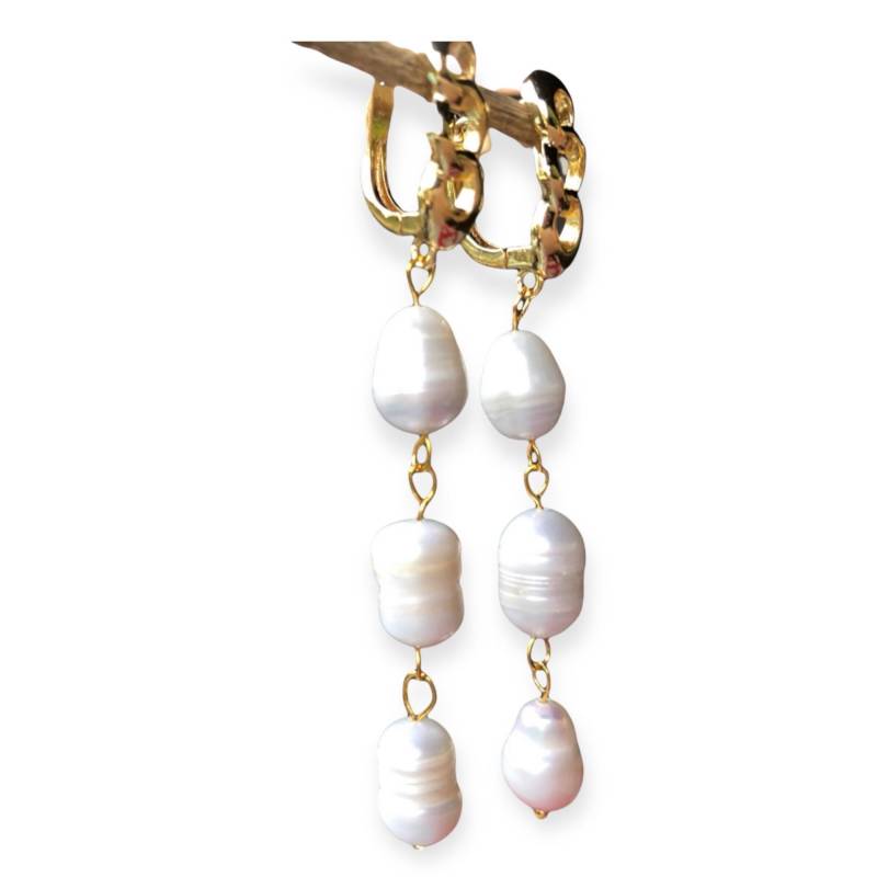 Handgefertigter Brautschmuck, Gold Süßwasserperle Ohrringe von StoryBijou