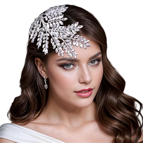 HNCCX Brautschmuck Kristall Stirnband Handgemachte Strass Blatt Kopfschmuck für Hochzeit Party von HNCCX