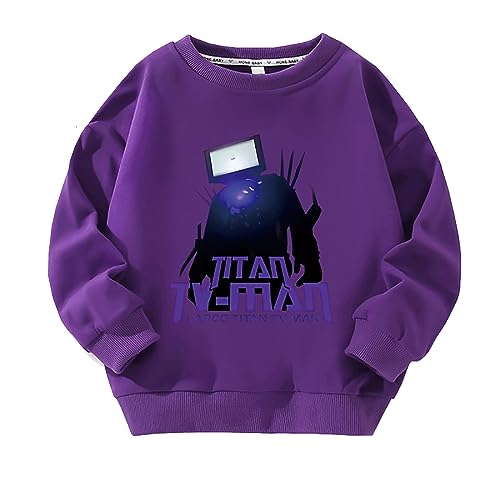 Funny Game Pattern Pullover Casual Sportswear Unisex, Anime Figur Hoodie Rundhalsausschnitt, Unisex Langarm Basketball Trikots Für Frühling Herbst Winter (Purple,130) von HNDB