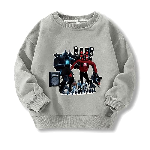 Funny Game Print Pullover Casual Sportswear Unisex, Anime Figur Hoodie Rundhalsausschnitt, Unisex Langarm Basketball Trikots Für Frühling Herbst Winter (Grey,140) von HNDB