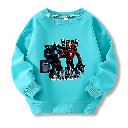 Funny Game Print Pullover Casual Sportswear Unisex, Anime Figur Hoodie Rundhalsausschnitt, Unisex Langarm Basketball Trikots Für Frühling Herbst Winter (Lake Blue,120) von HNDB