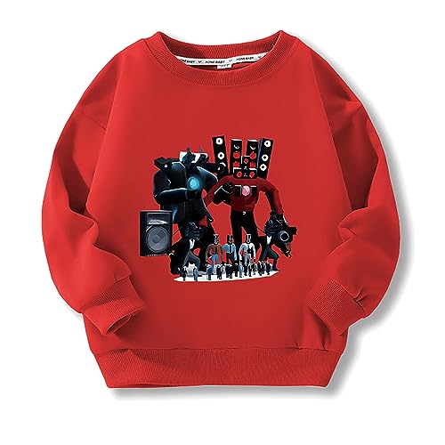 Funny Game Print Pullover Casual Sportswear Unisex, Anime Figur Hoodie Rundhalsausschnitt, Unisex Langarm Basketball Trikots Für Frühling Herbst Winter (Red,130) von HNDB