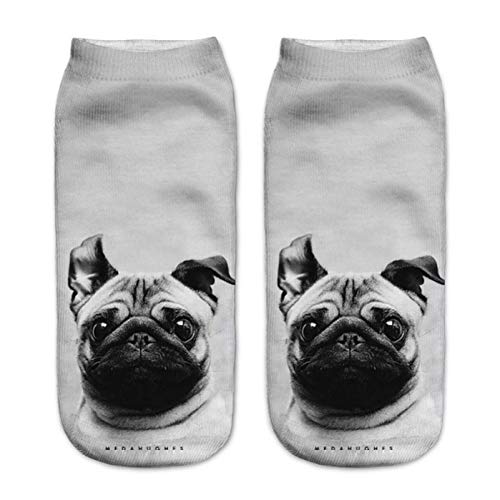 3d Drucken Socken Knöchelsocken 3D Mops Hund Druck Socken Casual Harajuku Kunst Socken Low Cut Tier Socke Knöchel frauen Socke Kurze Socken Weiblich von HNDDWZDB