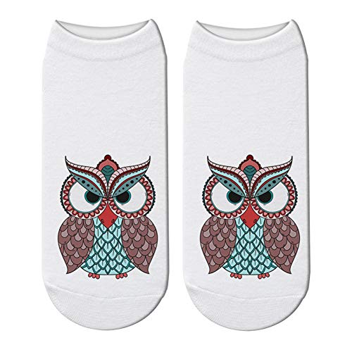 HNDDWZDB 3d Drucken Socken Knöchelsocken 3D Druck Tiere Socken Frauen Eule Muster Druck Nette Socken Harajuku Gedruckt Lustige Niedrigen Knöchel Socke von HNDDWZDB