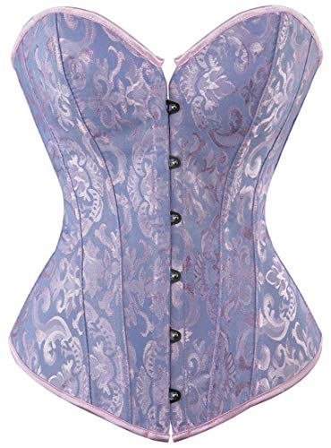 HNGHOU Damen Bustier Korsett Top Übergröße Satin Taillenmieder Überbrust Bustiers, Blau 2, Large von HNGHOU