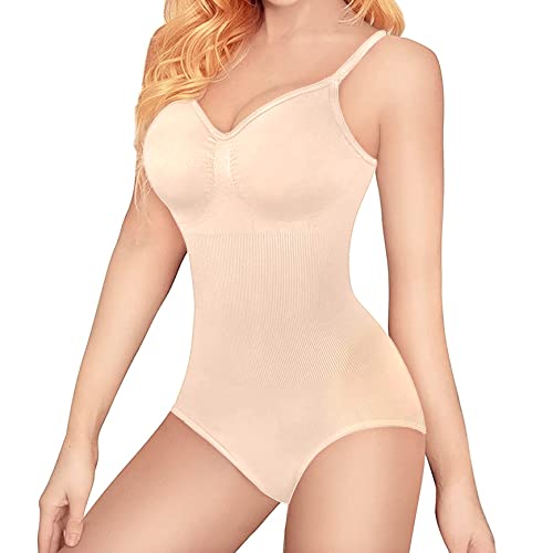 HNIEHEDT Body für Damen, Shapewear zur Kontrolle des Bauches, formender Body, Body Shaper, verstellbare Schultergurte (Beige, XL) von HNIEHEDT