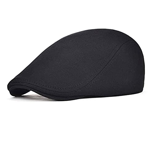 HNJKJEU Herren Schiebermütze Barett Cap, Herren Baskenmütze, Elastizität Schiebermütze Flatcap, Schiebermütze Flatcap Herren, Baskenmütze Newsboy Cap, Größe 58-60cm (Blak) von HNJKJEU