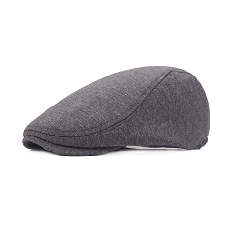 HNJKJEU Herren Schiebermütze Barett Cap, Herren Baskenmütze, Elastizität Schiebermütze Flatcap, Baumwolle Schiebermütze Flatcap Herren, Baskenmütze Newsboy Cap, Größe 58-60cm (Dark Grey) von HNJKJEU