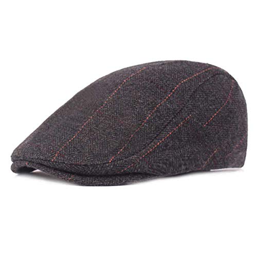 HNJKJEU Schirmmütze Herren Schiebermütze Flatcap Newsboy Cap Baskenmütze Barett Cap Schlägermütze für Frühling Winter und Herbst, Größe 56cm-60cm(Schwarz) von HNJKJEU