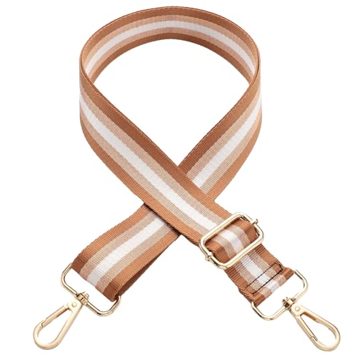 Verstellbarer Schulterriemen für Taschen 3.8cm Schultergurt Taschengurt Taschengurte zum Wechseln Taschengurt Breit für Schultertasche Tragetaschen und Handtaschen (Hellbraun+Khaki+Weiß) von HNJKJEU