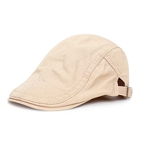 Schirmmütze Herren Barett Cap Herren Baskenmütze Einstellbar Schiebermütze Flatcap Herren Baumwolle Vintage Style Schiebermütze Flatcap Gatsby Ivy Irish Hat Barett Schirmmütze 54-59cm (Beige) von HNJKJEU