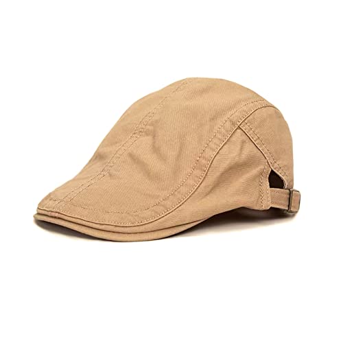 Schirmmütze Herren Barett Cap Herren Baskenmütze Einstellbar Schiebermütze Flatcap Herren Baumwolle Vintage Style Schiebermütze Flatcap Gatsby Ivy Irish Hat Barett Schirmmütze 54-59cm (Khaki) von HNJKJEU