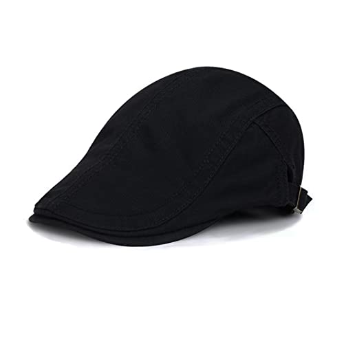 Schirmmütze Herren Barett Cap Herren Baskenmütze Einstellbar Schiebermütze Flatcap Herren Baumwolle Vintage Style Schiebermütze Flatcap Gatsby Ivy Irish Hat Barett Schirmmütze 54-59cm (Schwarz) von HNJKJEU