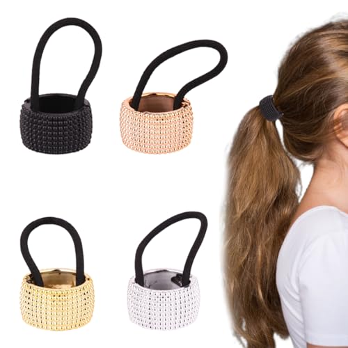 4 stücke Metall Haar Manschette Pferdeschwanz Kreis Haarband Schnalle Halter Elasti Haargummi Mode-Accessoire für Frauen Mädchen Metall Kreis Haar Manschette Elastisches Haarband von HNJUSR