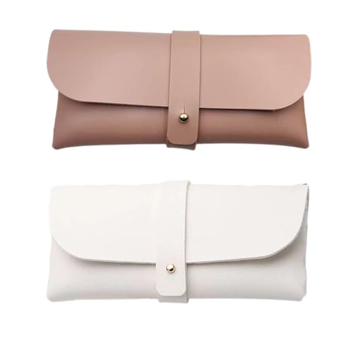 HNJUSR 2 Stück Brillenetui, Weiches Sonnenbrillen Etui aus PU Leder, Tragbare Brillentasche für Damen und Männer, Schutzhülle von HNJUSR