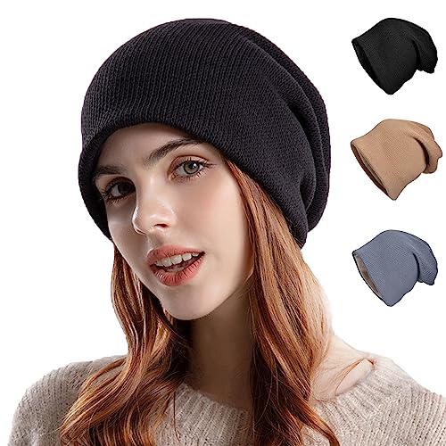 HNJZX Wintermütze Strickmütze Unisex-Mütze Warme Beanie Winter Mütze Weiche Cuffed Plain Hat für Damen und Herren (Schwarz) von HNJZX