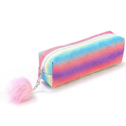 HNLLSM Federmäppchen Federmäppchen für Mädchen Regenbogen Federmäppchen Schulbedarf Glitzer Stifteetui Schule Schreibwaren Supplies, H03, A von HNLLSM