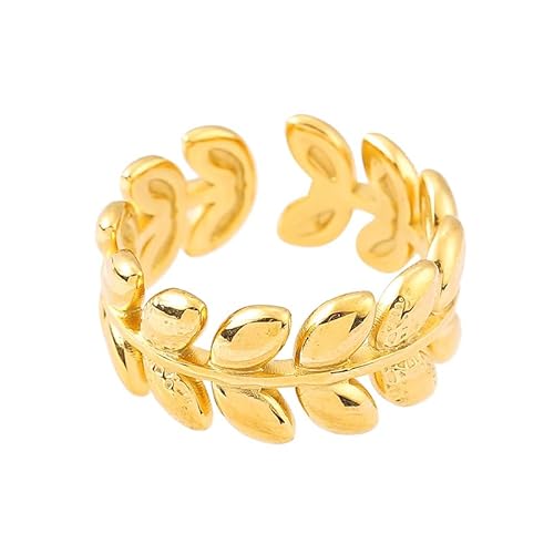 HNMZZPL Trendiger Edelstahlring mit offener Blattprägung für Damen, ideales Geschenk für die, die Sie lieben, Edelstahl, Zirkonia HNMZZPL Trendiger Edelstahlring mit offener Blattprägung für Damen, ideales Geschenk für die, die Sie lieben, Edelstahl, Zirkonia von HNMZZPL