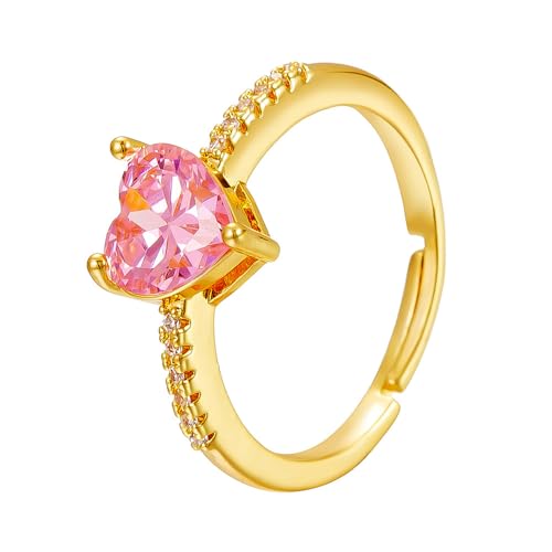 HNMZZPL Verstellbarer Ring in Herzform für Damen, vergoldetes Messing und Zirkonia, ideales Geschenk für die, die Sie lieben. HNMZZPL Verstellbarer Ring in Herzform für Damen, vergoldetes Messing und Zirkonia, ideales Geschenk für die, die Sie lieben. von HNMZZPL
