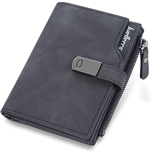 HNOOM Damen Geldbeutel PU Leder Portemonnaie Klein und im Kurzformat Mit Vielen Fächern - Mini Portmonee Mit 16 Kartenfächer und Münzfach (Schwarz-S) von HNOOM