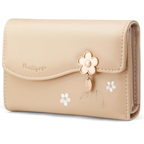 HNOOM Geldbörse Damen Klein – Elegantes Mini Portemonnaie aus PU Leder mit 8 Kartenfächern, Münzfach & RFID Schutz | Kurzformat Geldbeutel Damen Weich & Leicht für Kreditkarten, Bargeld (M-Aprikose) von HNOOM