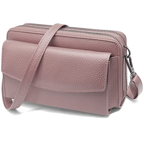 HNOOM Handytasche mit Geldbörse zum Umhängen RFID Schutz Geldbeutel Damen Handy Umhängetasche mit 18 Kartenfächer Crossbody Geldbörse Damen groß viele fächer Leder Passt Handy unter 6,9" (Rosa) von HNOOM