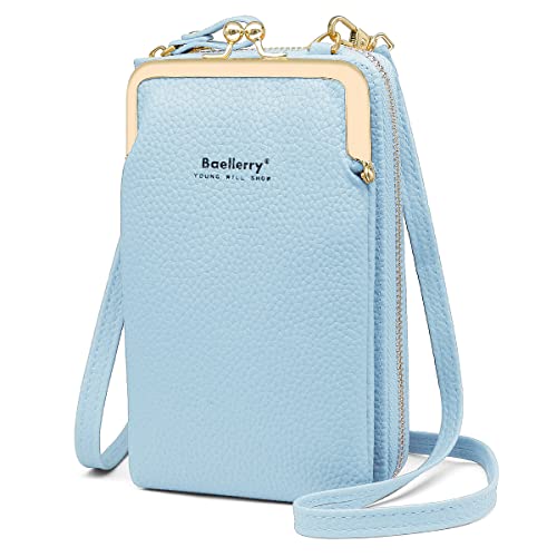 HNOOM Handytasche zum Umhängen Damen Handy Umhängetasche Kleine Umhängetasche Damen Crossbody Handytasche Geldbörse Handy Schultertasche mit Kartenfächer Passt Handy unter 6,5" (Blau) von HNOOM