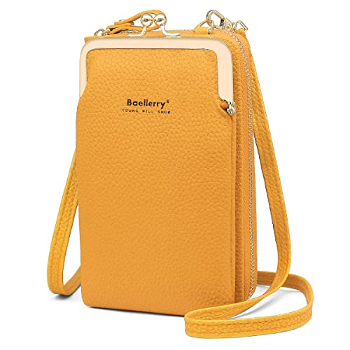 HNOOM Handytasche zum Umhängen Damen Handy Umhängetasche Kleine Umhängetasche Damen Crossbody Handytasche Geldbörse Handy Schultertasche mit Kartenfächer Passt Handy unter 6,5" (Gelb) von HNOOM