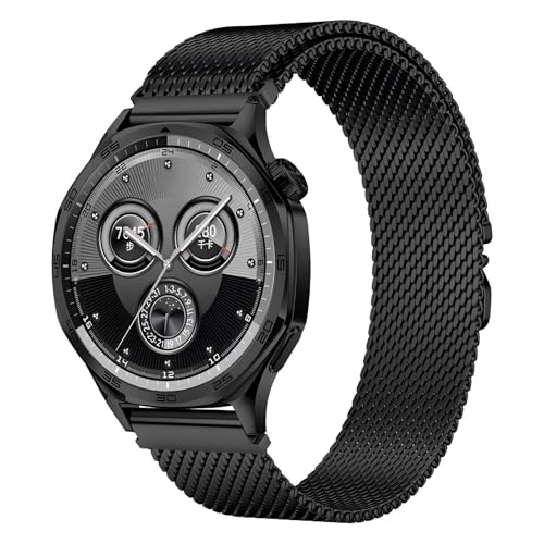 HNRYKJ 22mm Magnetisch Edelstahl Fallschirmschnalle Mesh Uhrenarmband,Schnellverschluss Herren Damen Weiches Aatmungsaktive Uhrenarmbänder für Uhren und Smartwatches von HNRYKJ