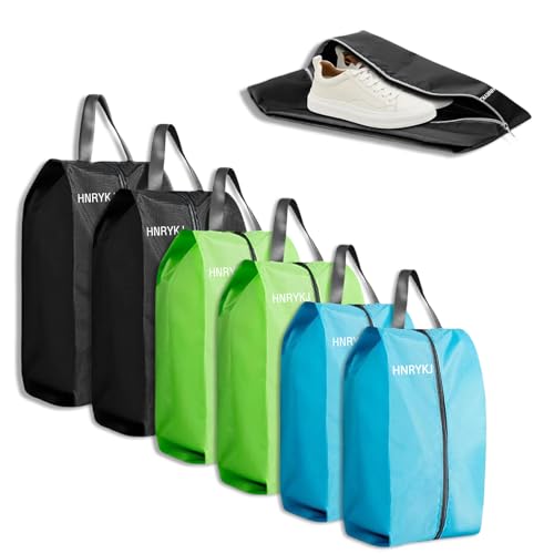 Schuhbeutel für die Reise,6 Pack Schuhtasche mit Großem Fassungsvermögen aus Oxford-Gewebe,Tragbarer Faltbarer Reise Schuhbeutel mit Reißverschluss,Reiseutensilien für Damen und Herren von HNRYKJ