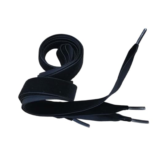 HNULGVI SchnüRsenkel 2 Paar 110 cm Länge 1,6 cm Breite Samtoberfläche Schnürsenkel Damen Herren Bunte Sport Freizeitschuhe Schnürsenkel Stiefelschnürsenkel(Black) von HNULGVI