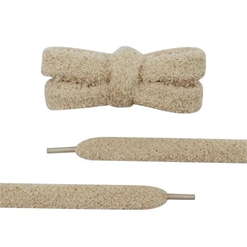 HNULGVI SchnüRsenkel 2 Paar 15 mm breite, flache Schnürsenkel aus Plüschtuch, großes, fettes, flauschiges Design, perfekt for Damen-Freizeitschuhe(Apricot,240cm) von HNULGVI