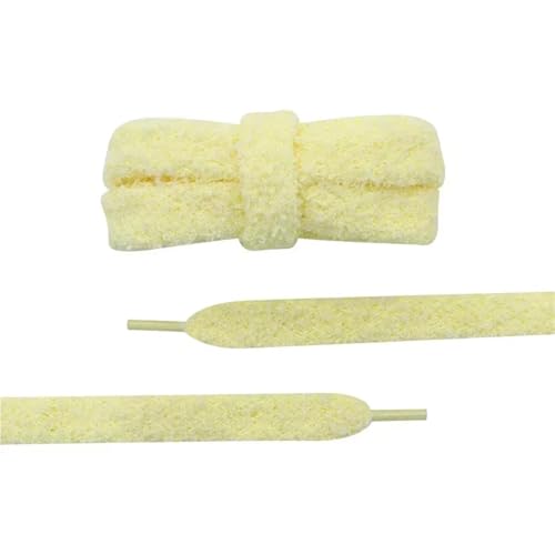 HNULGVI SchnüRsenkel 2 Paar 15 mm breite, flache Schnürsenkel aus Plüschtuch, großes, fettes, flauschiges Design, perfekt for Damen-Freizeitschuhe(Yellow,220cm) von HNULGVI