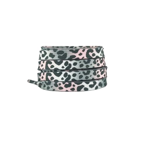 HNULGVI SchnüRsenkel Modische flache Schnürsenkel for Turnschuhe, Farbe Leopardenmuster, Batik-Farbverlauf, Schnürsenkelseil for Männer und Frauen aus Segeltuch(Gray White,140cm) von HNULGVI