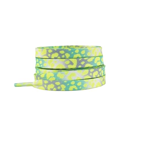 HNULGVI SchnüRsenkel Modische flache Schnürsenkel for Turnschuhe, Farbe Leopardenmuster, Batik-Farbverlauf, Schnürsenkelseil for Männer und Frauen aus Segeltuch(Green Grey,140cm) von HNULGVI