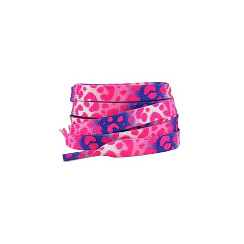 HNULGVI SchnüRsenkel Modische flache Schnürsenkel for Turnschuhe, Farbe Leopardenmuster, Batik-Farbverlauf, Schnürsenkelseil for Männer und Frauen aus Segeltuch(Pink Blue,160cm) von HNULGVI