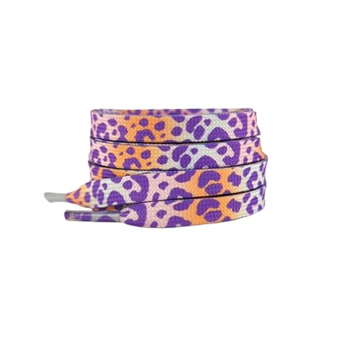 HNULGVI SchnüRsenkel Modische flache Schnürsenkel for Turnschuhe, Farbe Leopardenmuster, Batik-Farbverlauf, Schnürsenkelseil for Männer und Frauen aus Segeltuch(Pink Orang,140cm) von HNULGVI