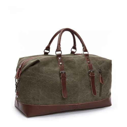 Reisetasche Canvas Leder Herren Reisetaschen Handgepäck Tasche Herren Seesack Handtasche Reisetasche(Green) von HNULGVI