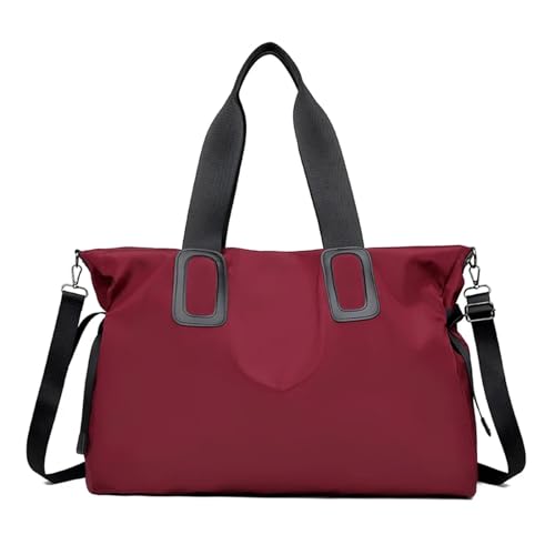 Reisetasche Frauen Reisetasche Große Kapazität Tragetaschen for Frauen Schulter Tasche Multi-Funktion Casual Handtasche Umhängetaschen(Wine Red) von HNULGVI