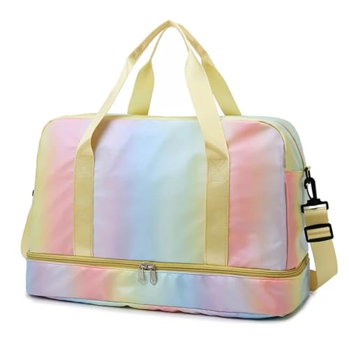 Reisetasche Frauen Sporttasche Reise Fitness Taschen for Schuhe Outdoor Schulter Sporttasche Täglich Trocken Nass Handtaschen(Yellow) von HNULGVI