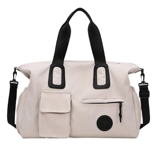 Reisetasche Handgepäck Reisetasche Damen Große Fitnesstasche Fürs Fitnessstudio Freizeit Sport Training Yoga Schultertasche Geschäftsreise Rucksack(Beige) von HNULGVI