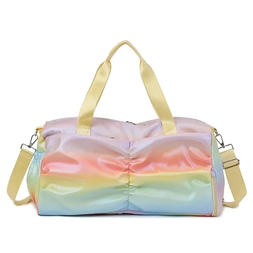 Reisetasche Regenbogen Bunte Sporttasche Damen Handtaschen Reisen Fitness Sport Mädchen Seesack Yoga Schuhe Umhängetasche Wasserdicht Trocken Nass Tasche(Yellow) von HNULGVI