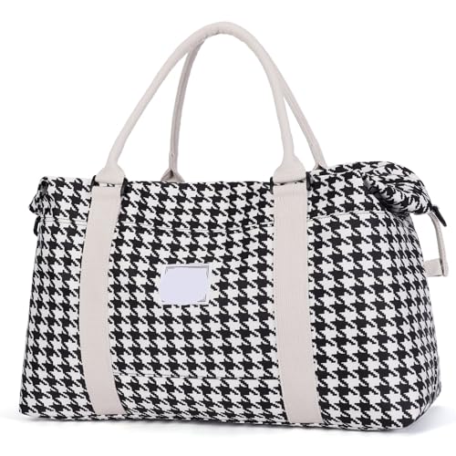 Reisetasche Reisetasche, Turnbeutel mit Umhängetasche, Handgepäck for Damen, Seesack(White Houndstooth) von HNULGVI