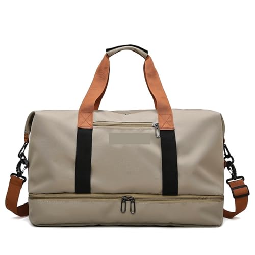 Reisetasche Reisetaschen for Frauen Große Kapazität Männer Sporttasche wasserdichte Wochenende Sac Voyage Weibliche Messenger Tasche Trocken Und Nass(Khaki 46cmX25cmX28cm) von HNULGVI