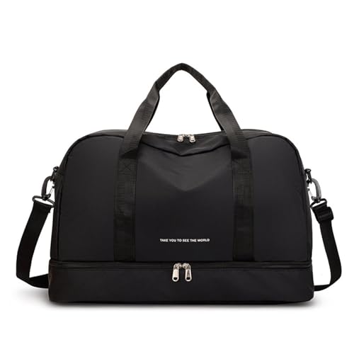 Reisetasche Taschen for Frauen Handtasche Nylon Neue Gepäck Taschen for Frauen Umhängetasche Männer Reisetasche Casual Damen Schulter Tasche(Black) von HNULGVI