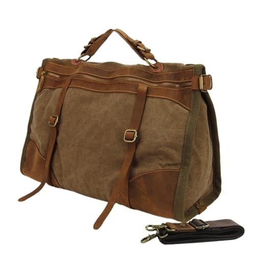 Reisetasche Vintage Canvas Leder Männer Reisetaschen Gepäck Taschen Männer Tasche Seesäcke Tote Freizeit(Coffee) von HNULGVI