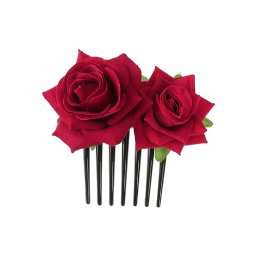 rose haarspangen 2 stücke Doppel Flanell Rose Haar Clips for Frauen Mädchen Band Gabel Kamm Haarnadel Blume(Color6) von HNULGVI