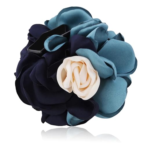 rose haarspangen Große Blume Haar Krallen Clips Frauen Mädchen Multicolor Rose Klammern(8.5blue) von HNULGVI
