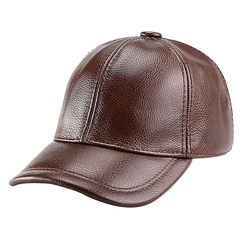 Baseball Cap Herren Damen Outdoor Leder Baseballmütze Verstellbar Baseballkappe Schirmmütze Herbst Winter von HNVAVQ