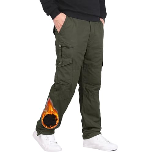Fleece Cargo Hose Multi Taschen Wanderhose Herren Winter Softshellhose Skihose Herren Winterhose Outdoorhose Trekkinghose Thermohose Kampfhose von HNVAVQ
